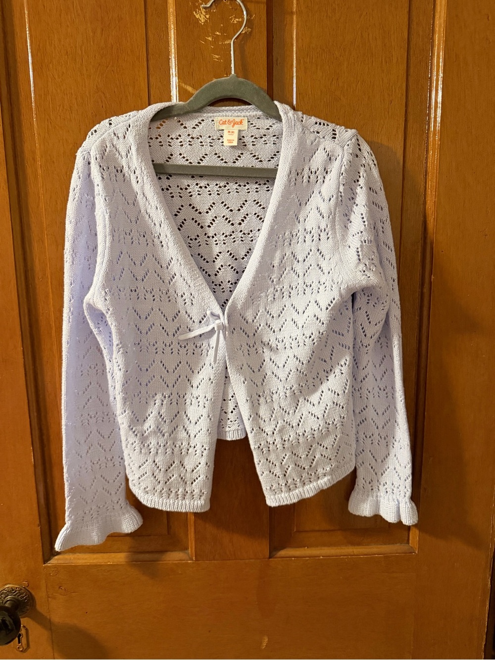 Cat & Jack Lavender Open-Knit Tie-Front Cardigan